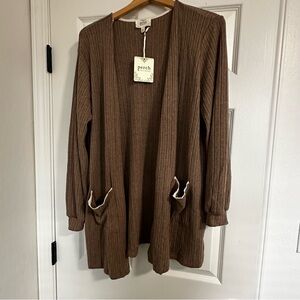 NIB Perch by blu pepper brown “coffee” colored cardigan size 1xl
